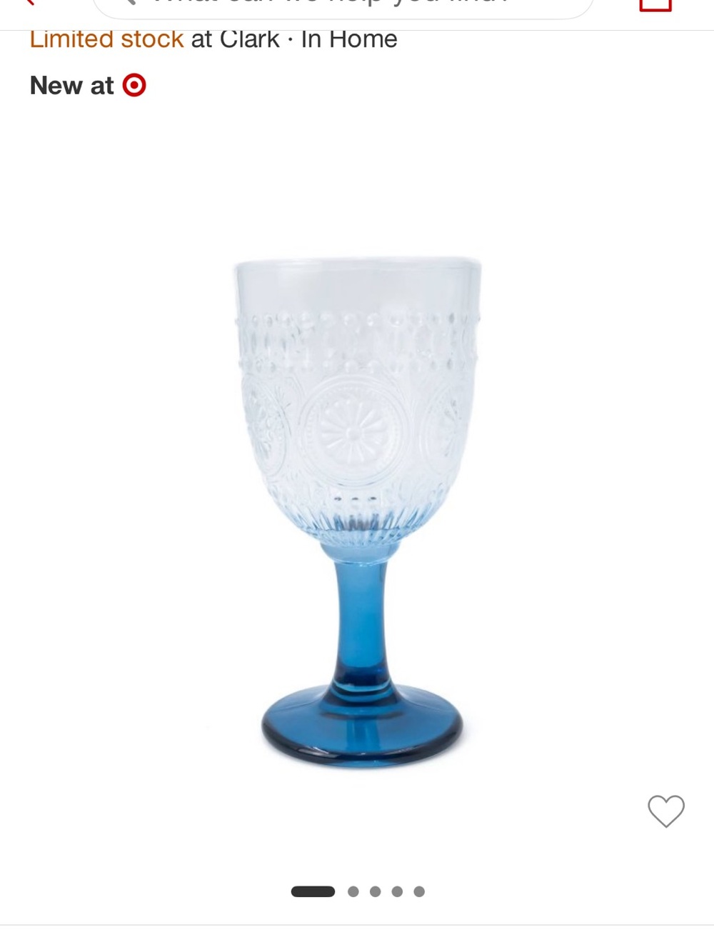 Target Blue Stemmed Goblet with Pressed Glass Pattern - New | 4th of July